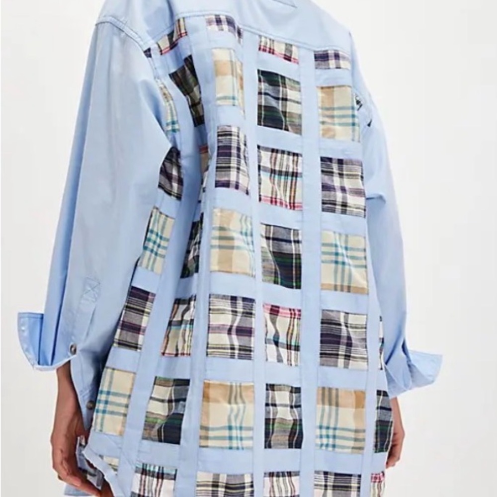 The Free People Mad For Madras Shirt is a button-down Patchwork Size Large - Picture 3 of 10